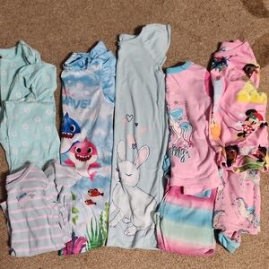 Girls Pajamas Bundle- Blue, Pink, and Multicolor
